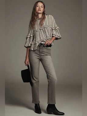 NEW Good American Good Curve High-Rise Straight Leg Jeans Dark Grey 4/27